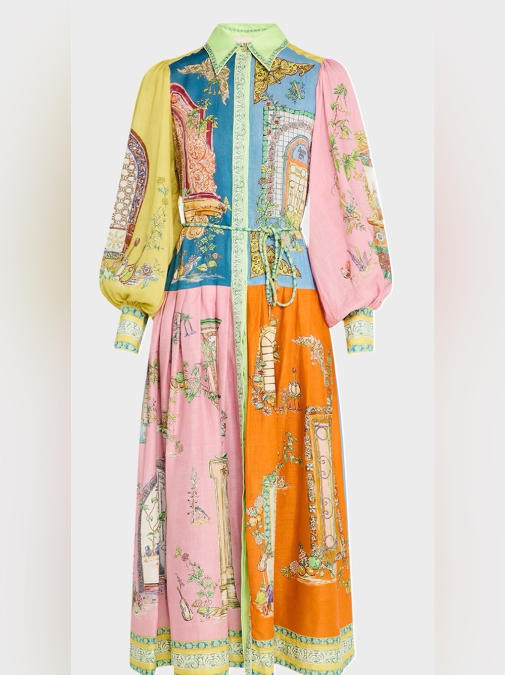 Alemais Multicolor Patchwork Maxi Dress in Pink, Orange, Blue & Yellow